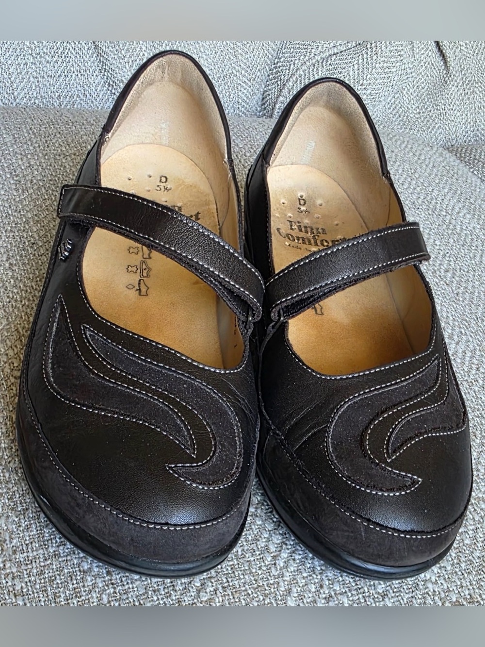 Finn Comfort German Leather Suede Swirl Mary Jane Shoes Size UK 5.5 D / US 7.5-8